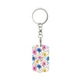 thumbnail image 2 of Uemuo Rose Flowers Pattern Rectangular Metal Keychain - Durable, Stylish, and Personalized Key Ring for Men and Women,Engraved Keychain,Gift Slim Sturdy Keychain, 2 of 7