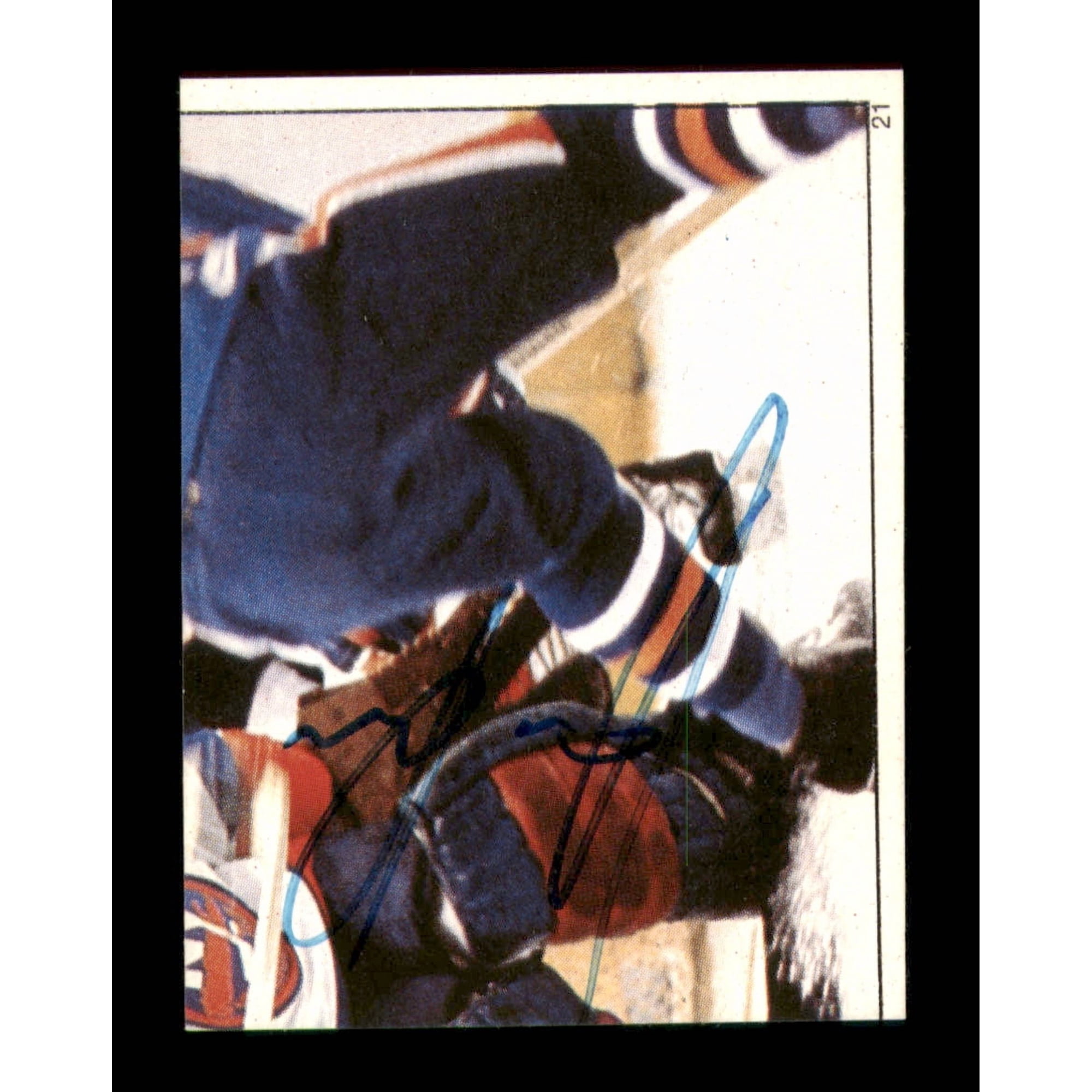 Jari Kurri Autographed 1983-84 Topps Stickers Card #21 Edmonton Oilers SKU #251474