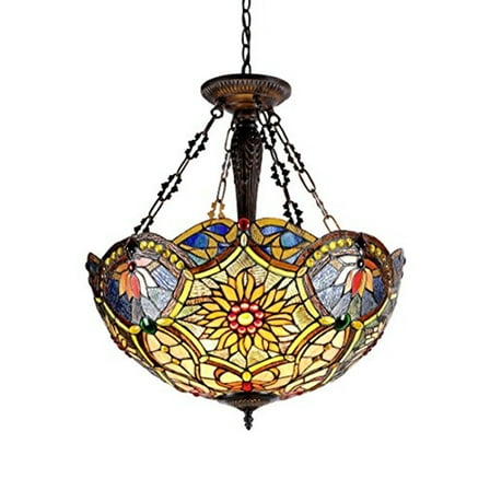 CHLOE Rebecca Tiffany 3 Light Victorian Inverted Ceiling Pendant 21" Shade