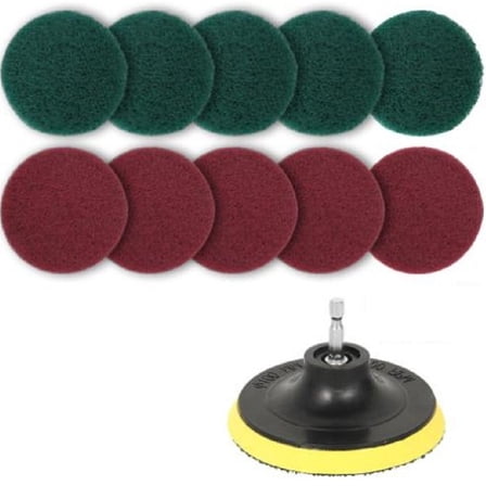 11-Piece Drill Brush Attachment for Deep Cleaning - Scrub Pads for Bathroom, Kitchen, Tile, Grout, and Glass Surfaces
