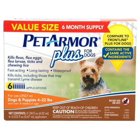 PetArmor Plus Flea & Tick Prevention (4-22 lbs), 6 Treatments