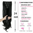 thumbnail image 3 of 24" 7Pcs 16 Clips Long Curly Straight Full Head Clip in Synthetic Hair Extensions Double Weft, 3 of 6