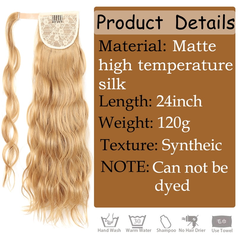 Long Hollywood Wave Ponytail Wrap Around Synthetic Ponytail Body Wave Clip in Hairpiece Blonde Wave Ponytail for Women