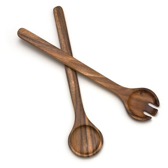 Open Box Lipper International 1186 Acacia Round Salad Severing Spoons, Pair