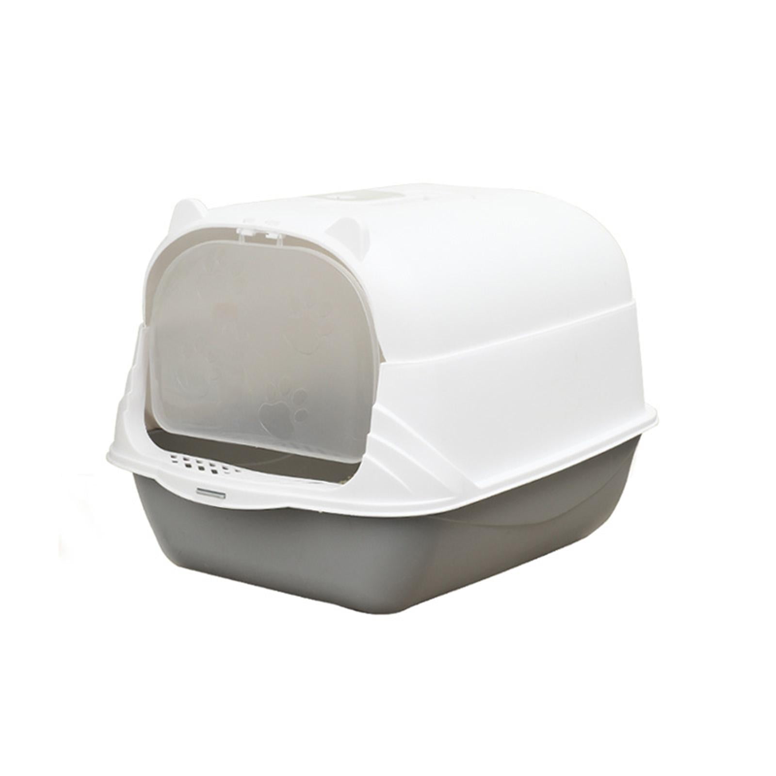 Hooded Cat Litter Box Litter Pan Large Space Enclosed and Covered Cat Toilet Gray