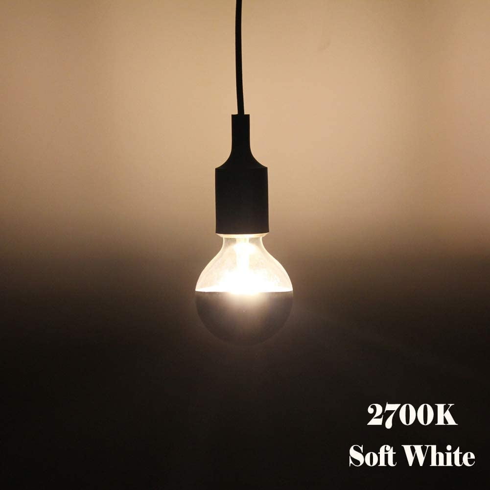 Half Chrome LED Light Bulb 6W(60W Equ.)Dimmable LED Edison Bulb G25 Gold Globe Decorative 2700K E26 (4 Pack)