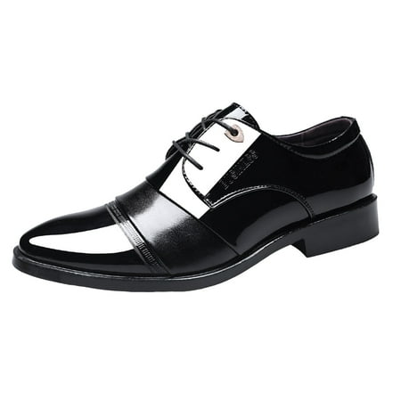 adviicd Men Dress Shoes Leather Men s Tuxedo Dress Shoes Classic Lace-up Formal Oxfords (Black 11)