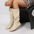thumbnail image 6 of Fnooota Women's Knee High Boots, Fashion Side Zipper Round Toe Non Slip Fall Winter Shoes Beige Size 9.5, 6 of 9