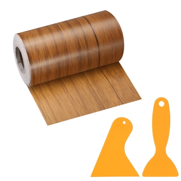 Uxcell Wood Grain Repair Tape, 4" x 33' Self Adhesive Realistic Wood Tape with Scraper Durable Repair Patch for Furniture Floor Window Door Table DIY Home Decor, Ash-Tone Grain