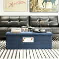 thumbnail image 3 of Topbuy Navy storage Ottoman Fabric Folding Storage Chest with Divider Bed End Bench, 3 of 10