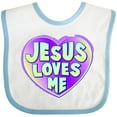 thumbnail image 3 of Inktastic Jesus Loves Me Boys or Girls Baby Bib, 3 of 4