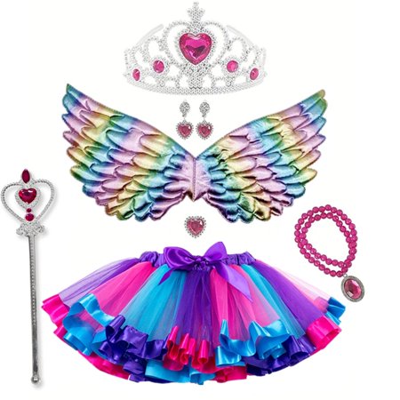 4 Pcs Jupe Buste Licorne Enfant, Robes Fille, Robe de Soirée, Déguisements Cosplay, Robe de Princesse, Convient aux Filles de 3 à 8 Ans