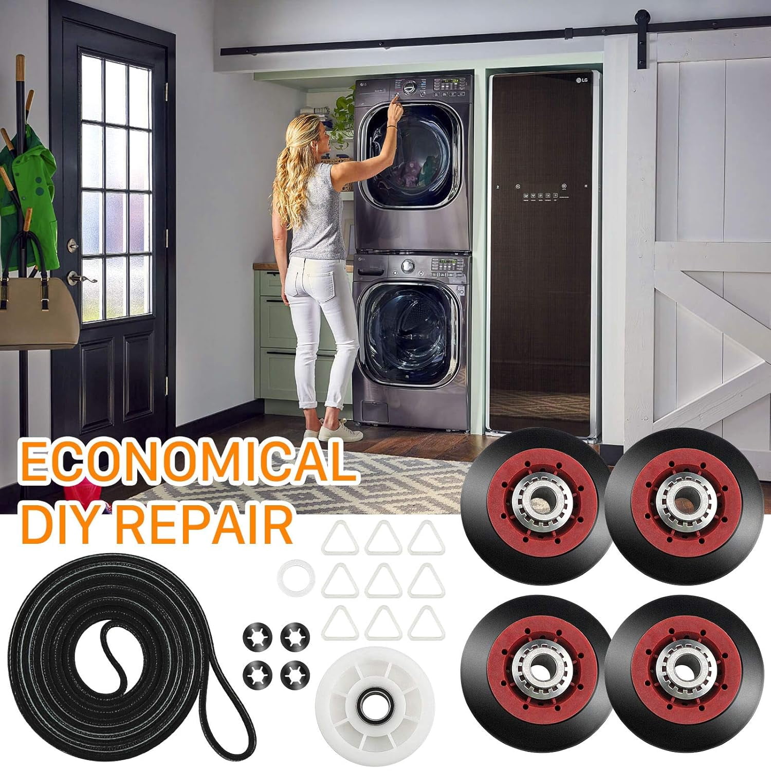 Upgrade 4392067 Dryer Repair Maintenance Kit -Perfect for Whirlpool Cabrio Duet Maytag Bravos XL Kenmore Elite Dryer Parts,with WPW10314173 Drum Roller&661570V Belt&Idler Pulley