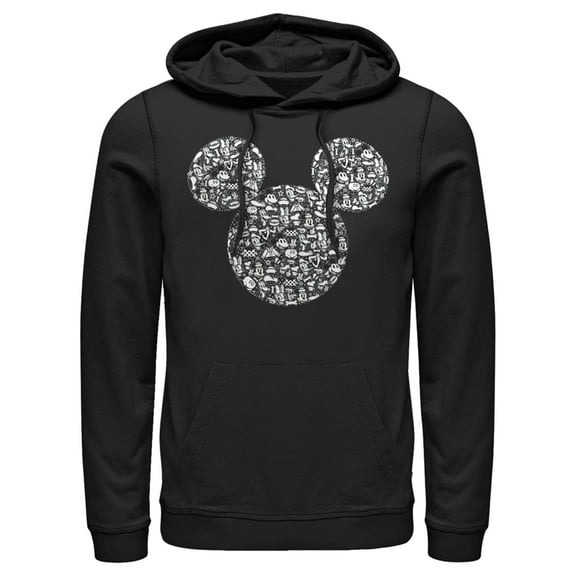Men's Mickey & Friends Filled With Faces Pull Over Hoodie Black Large