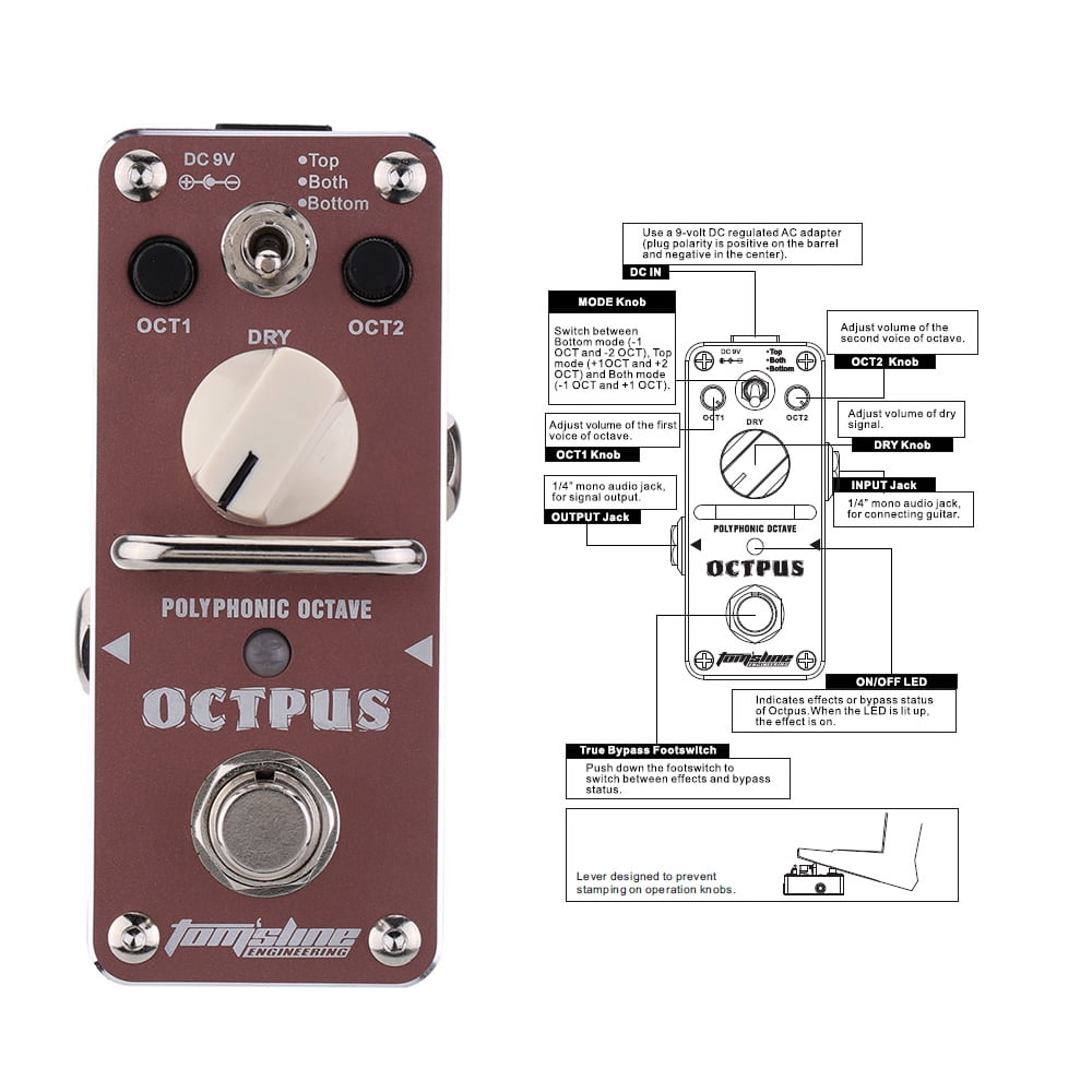 Aibecy Octave Electric Guitar Effect Pedal AOS-3 Octpus Polyphonic Mini Single Effect True Bypass
