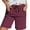 Wine 1, variant on BLVB Bermuda Shorts for Women Knee Length Elastic Waist Drawstring Shorts Summer Lounge Beach Bottoms with Pockets