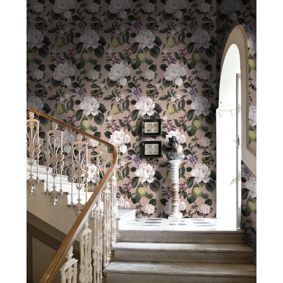 Plaster Pear & Blossom Elegance Print Non Woven Non-Pasted Textured Wallpaper 57 Sq. Ft.
