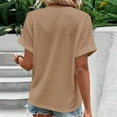 thumbnail image 4 of Bmawag Blouses for Women Short Sleeve V-Neck Solid Color Plus Size Button Up Pullover Shirts Women's Trendy Casual Loose Blouses Gifts for Women XXL, 4 of 6