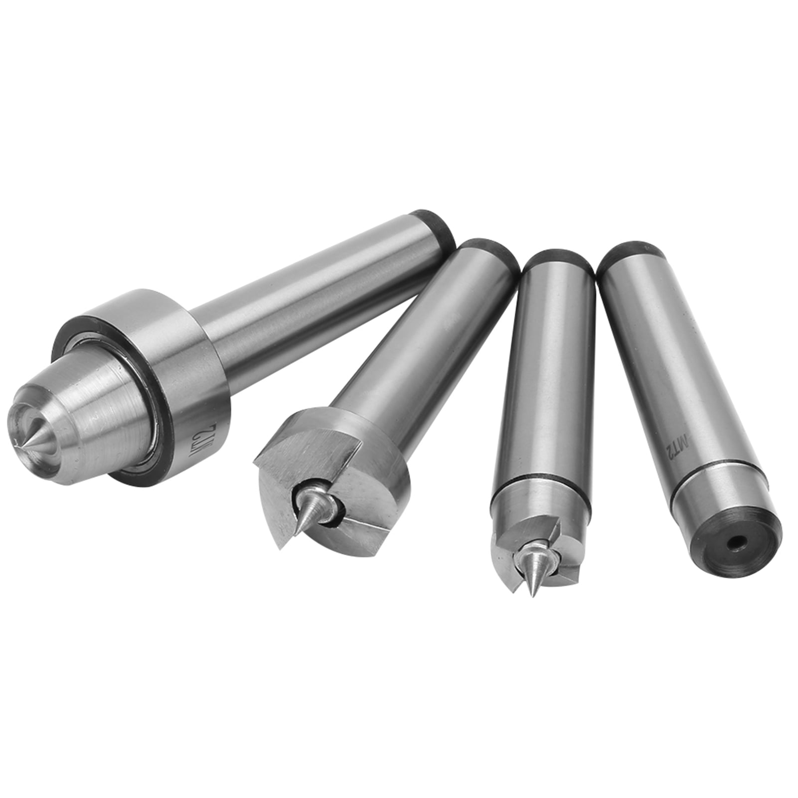 KUNTEC MT2 Live Center Set - 4pc Morse Taper #2 Wood Lathe Drive Spur Cup Centers