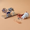 thumbnail image 4 of Hot Air Stirling Engine Electricity Generator Motor Model with LED Bulb Flywheel Design Science Experiment with CNC Aluminum Alloy Base DIY Education Toy for Teacher Adults Kids School Office Decor, 4 of 9