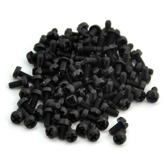 Electronics-Salon 100 Pcs Vis de Machine en Nylon M3 X 6Mm, Noir, Combinaison Phillips-Entraînement à Fentes, Tête de Poêle, Métrique