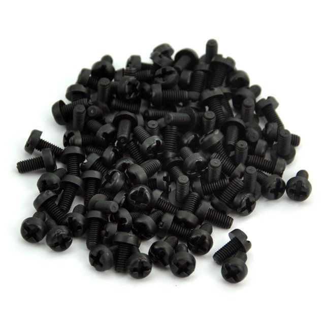 Electronics-Salon 100Pcs M3 X 6Mm Nylon Machine Screw, Black, Combination Phillips-Slotted Drive, Pan Head, Metric