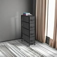 thumbnail image 6 of Dresser with 4 Drawers - Vertical Slim Storage Chest of Drawers with Steel Frame, Wood Top & Easy Pull Fabric Bins for Small Spaces, Closets, Bedroom, Bathroom & Laundry (Black/Charcoal), 6 of 15