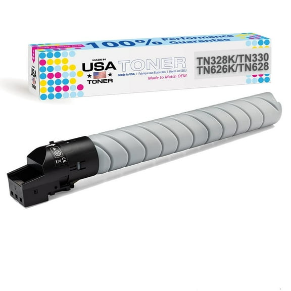 MADE IN USA TONER Compatible Replacement for use in Konica Minolta TN328K, TN330, TN628, TN626K, bizhub 450i, C450i Black, 1 Cartridge