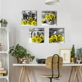 thumbnail image 3 of Yellow Wall Art Yellow Rose Flower Wall Decor for Bathroom Kitchen Accessories Yellow and Gary Floral Canvas Prints Pictures Still Life Love Sign Wooden Texture Artwork Home Decorations 16x16\ 4Pcs, 3 of 6