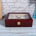 thumbnail image 4 of Caja expositor de relojes de madera con 10 rejillas, caja de almacenamiento para relojes con ventana transparente (rojo), 4 of 10