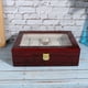 thumbnail image 4 of Caja expositor de relojes de madera con 10 rejillas, caja de almacenamiento para relojes con ventana transparente (rojo), 4 of 10