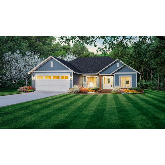 House Plan Gallery - HPG-1416C - 1,416 sq ft - 3 Bedroom - 2 Bath Small House Plans - Single Story Printed Blueprints - Simple to Build (5 Printed Sets)