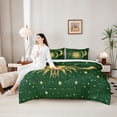 thumbnail image 5 of Homewish Retro Boho Sun Moon 7-Piece Twin Bedding,Bohemian Exotic Style Bedding Comforter Set,Green,Polkadot Reversible, 5 of 8