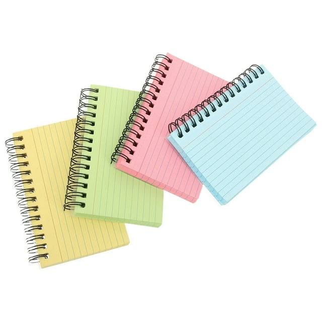 LNGOOR 4 Pcs Cahier à Spirale à Lignes Horizontales Cahier d'École Blocs Colorés Bloc-Notes de Bureau Papier de Poche Étudiant