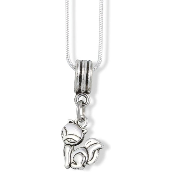 Cat with Squinty Eyes Charm Snake Chain Necklace