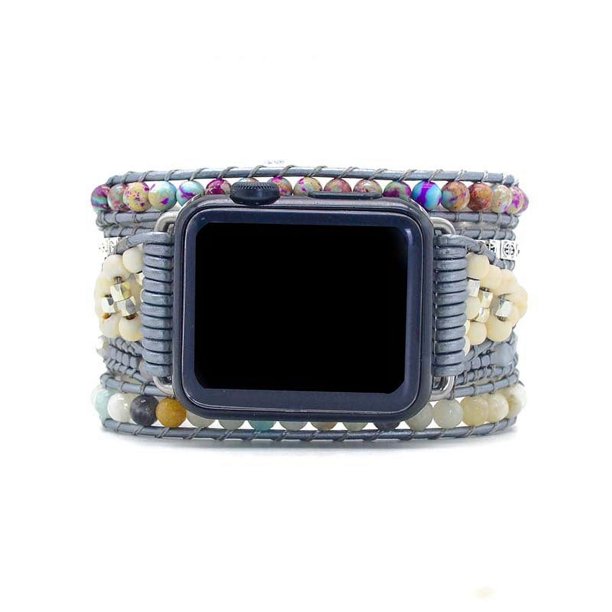 Correa de reloj bohemia compatible con Apple Watch de 38 mm/40 mm/41 mm, correa de reloj boho hecha a mano para Iwatch Series 7/6/5/4/3/2/1/SE para mujer (turquesa natural) Sailing Electrónica
