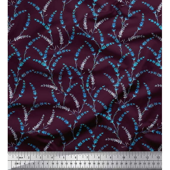 Soimoi Cotton Duck Fabric Lavender Floral Print Fabric by The Yard 56 Inch Wide