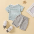 thumbnail image 2 of Gubotare Boys' Short Sets Toddler Boy Summer Short Sleeve T-Shirt and Short Set (Blue,6-12 Months), 2 of 4