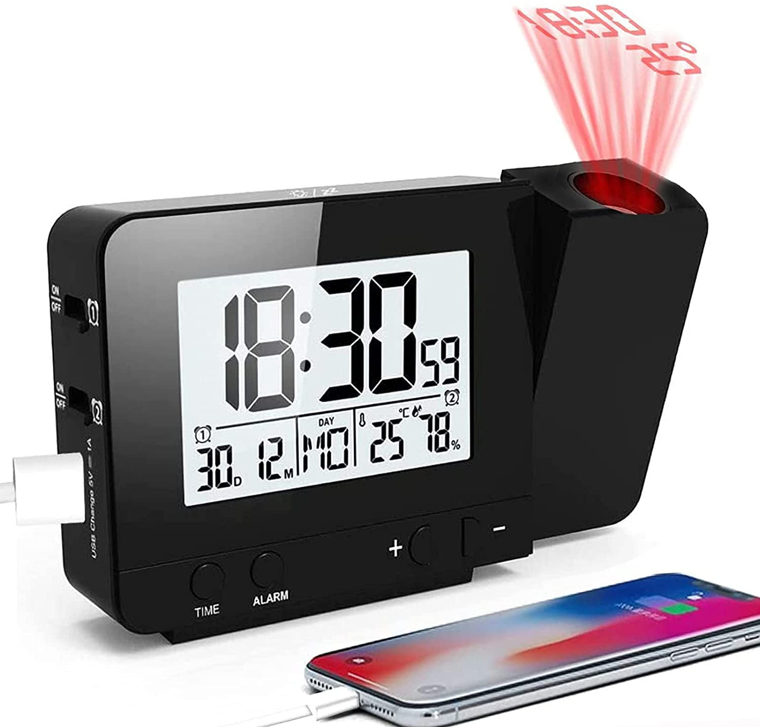 W85923 La Crosse Technology Projection Alarm Clock with Indoor Temperature 