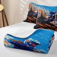 thumbnail image 4 of Castle Fairy Motocross Style Dirt Bike Twin Quilt Set for Boys,Checkered Flag Art Twin Coverlet Set,Orange Blue, 4 of 7