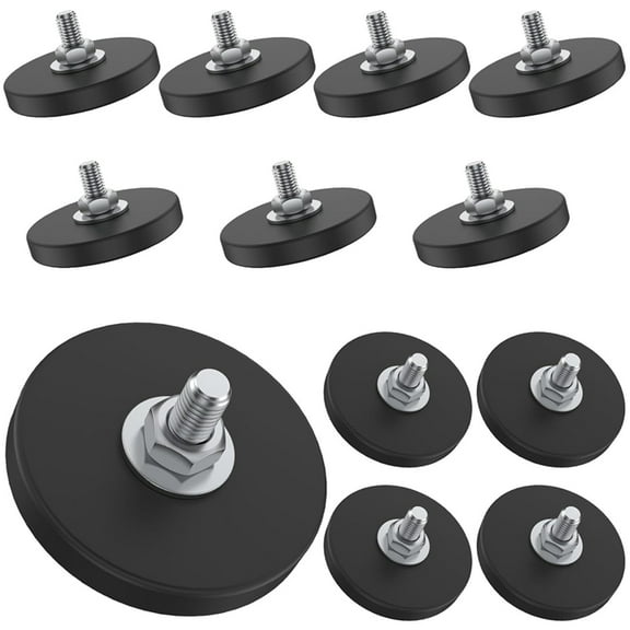 12 Pieces Rubber Coated Magnets 1.69 Inch 30 Lbs M6 Mounting Magnets Threaded Studs for Lighting