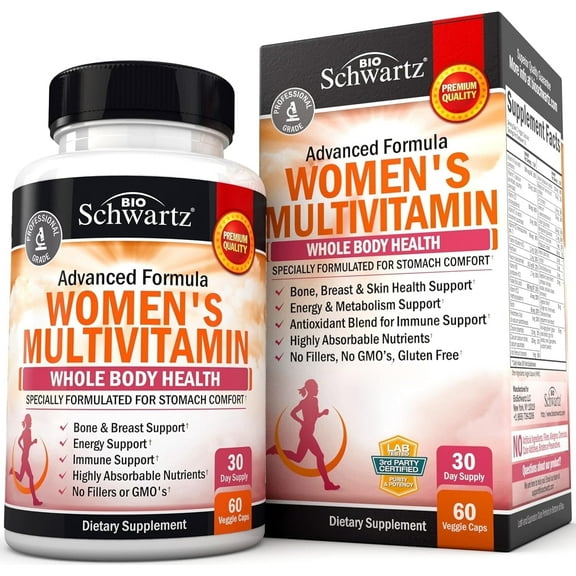 BioSchwartz Women’s Multivitamin with Vitamins C, D, and Zinc for Immune Support, 60 Capsules