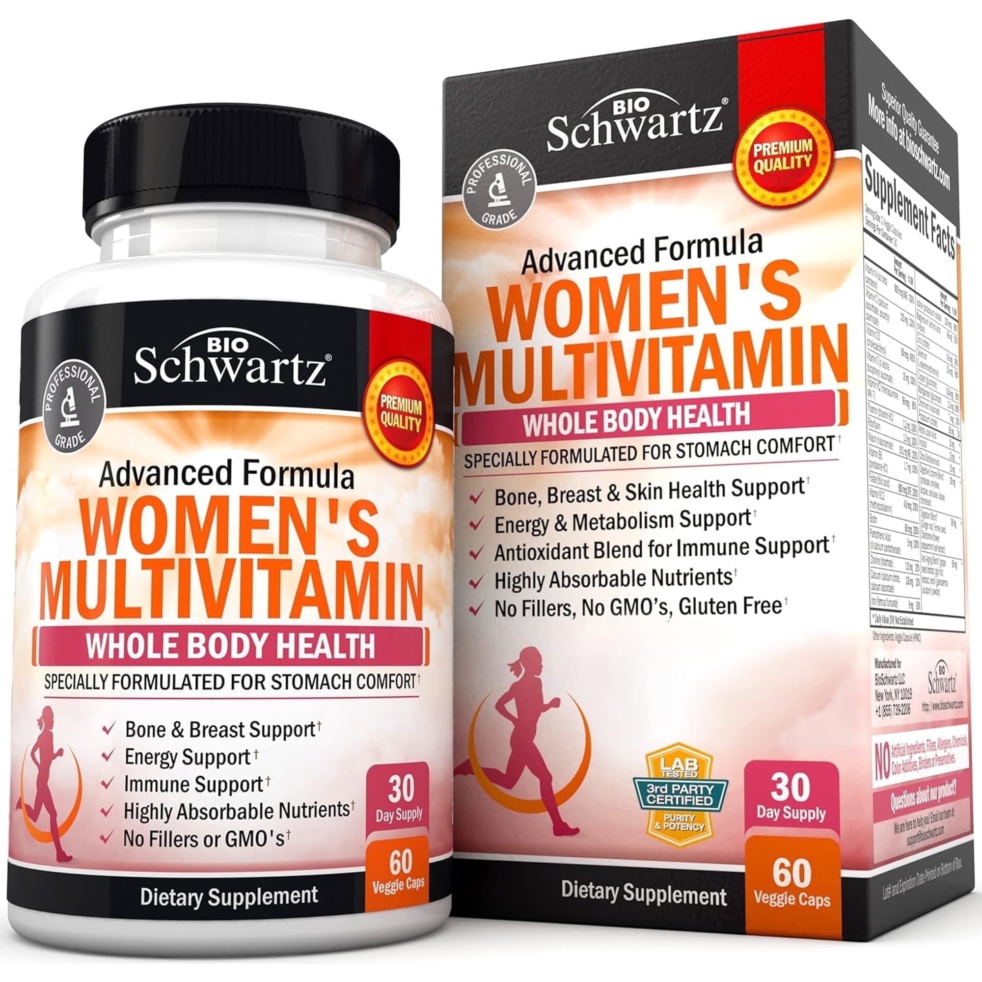 BioSchwartz Women’s Multivitamin with Vitamins C, D, and Zinc for Immune Support, 60 Capsules