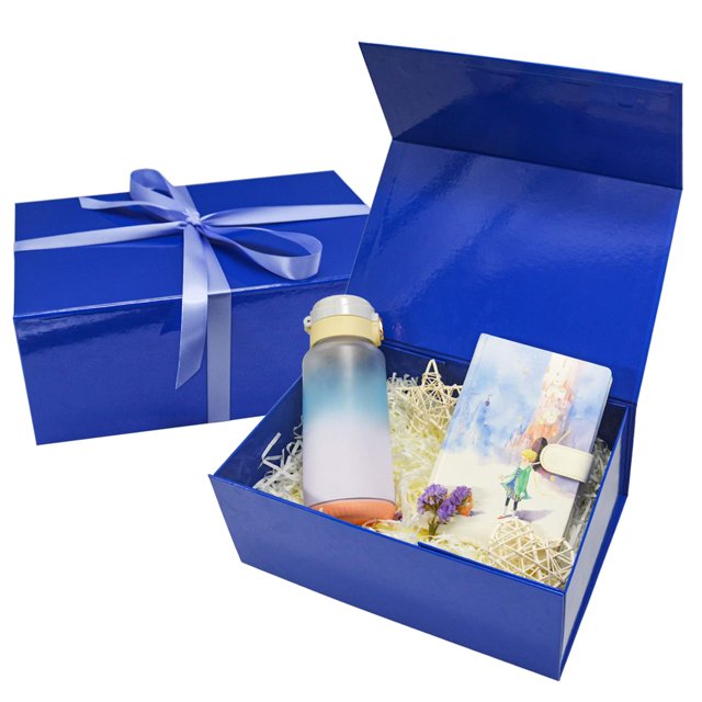 Caja de regalo AuroWish Blue, paquete de 2 unidades, tamaño grande, 32 x 22 x 12 cm, con tapa