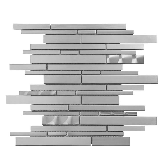 Modket Industrial Stainless Steel Swirl Linear Blend Modern Mosaic Tile Backsplash