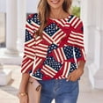 thumbnail image 4 of BLTIBY Womens Blouse Summer Round Neck 3/4 Sleeve Independence Day Printed Shirts Loose Novelty T-Shirts Fashion Pullover Tops 2025 Multicolor 6 4XL, 4 of 6