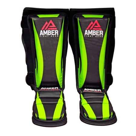 Amber Fight Gear Contender Training Muay Thai Shin and Instep For Muay Thai Kickboxing Protective Training Sparring Shin Guards Pair
