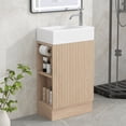 thumbnail image 2 of Euroco Compact Bathroom Vanity with Ceramic Sink, Cabinet, Side Shelf & Toilet Paper Holder, Reversible Design, 2 of 9