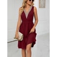 thumbnail image 5 of BadPiggies Women's Casual Summer Tank Dress Sleeveless Bohemian Midi Dresses V-Neck Lace with Pockets (M, Red), 5 of 6