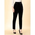 thumbnail image 2 of Pantalón de terciopelo Allegra K pierna ancha Elástica con bolsillos y cintura alta Negro S, 2 of 6